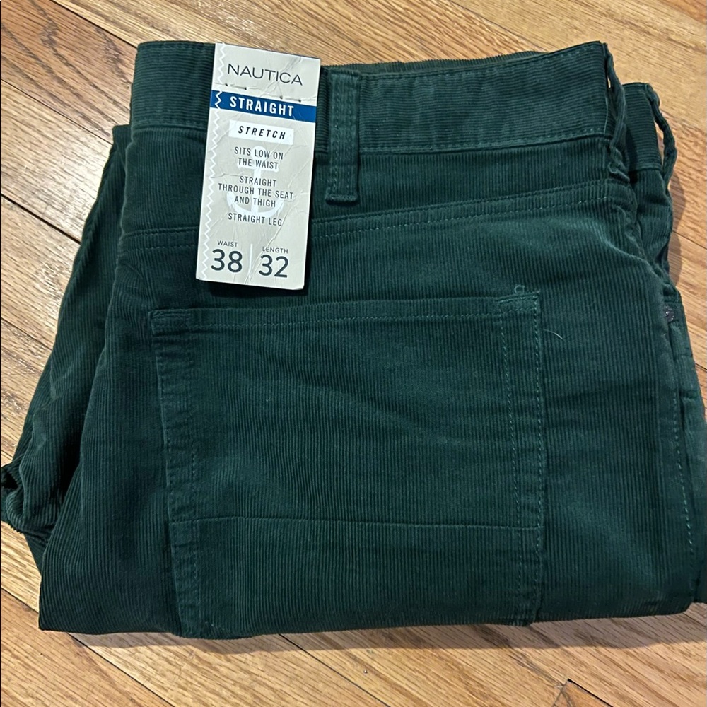 Men’s Nautica Green Corduroy Dark Green Pants NWT